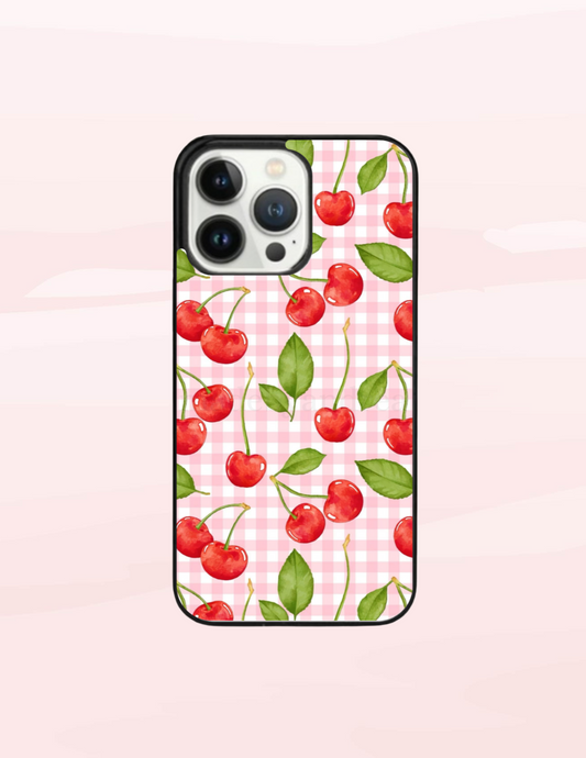 Cherries Pink Checkered