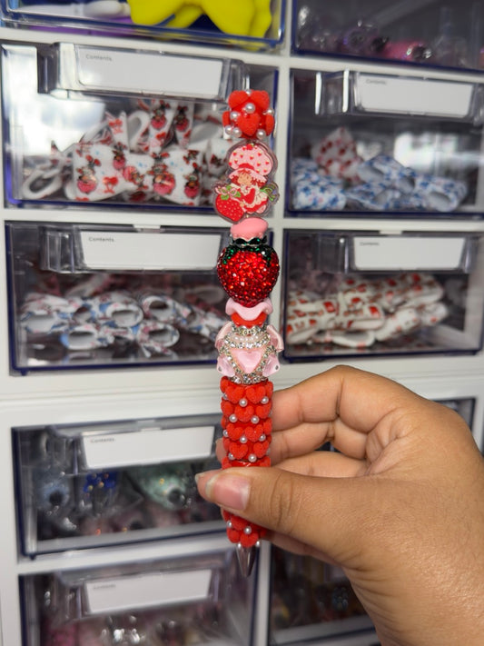 Strawberry Girl Medium Extended Rhinestone Pen